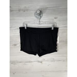 Shade & Shore Swim Shorts Womens Large Black Mix & Match Boyshort Bikini Bottoms